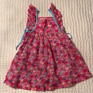Floral Pink Chicken Dress with Blue Accents